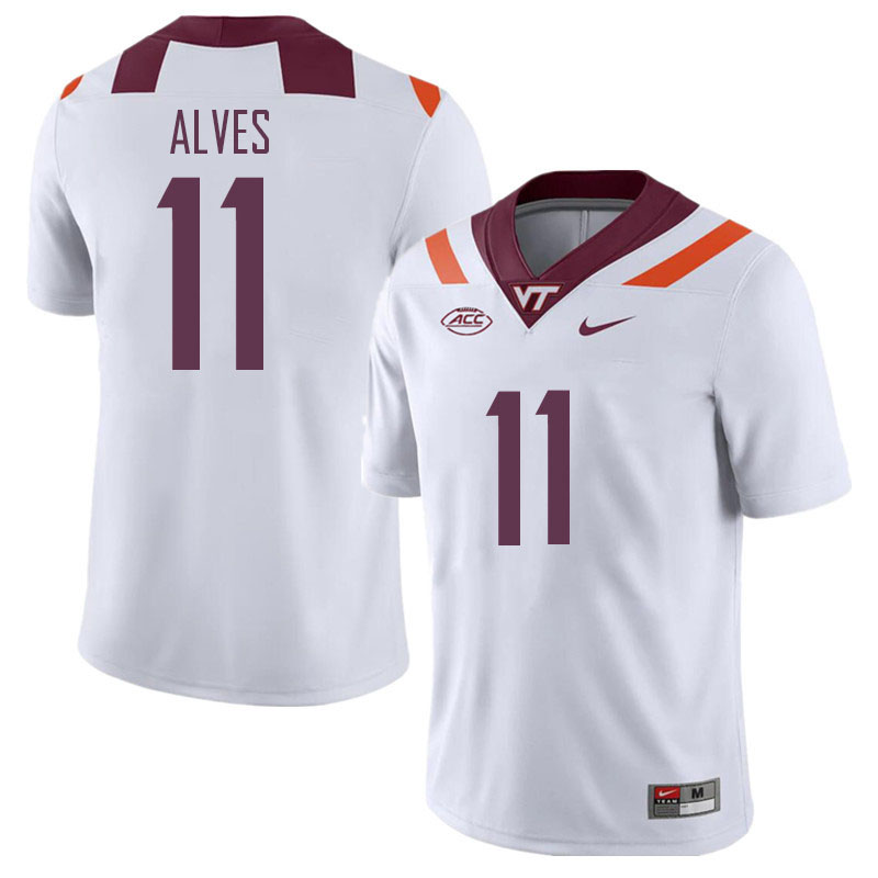 Men #11 Devin Alves Virginia Tech Hokies College Football Jerseys Stitched Sale-White